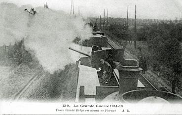 Iconographie - Un train blindé belge en avant de Furnes