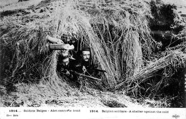 Iconographie - Soldats belges - Abri contre le froid