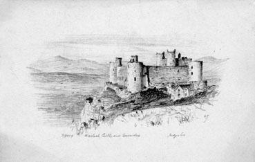 Iconographie - Harleg castle and Snowdon