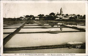 Iconographie - Les marais salants, au fond l'église