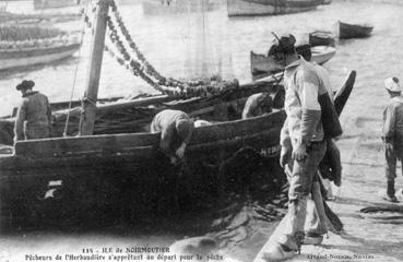 Iconographie - Pêcheurs de l'Herbaudière s'apprêtant au départ pour la pêche