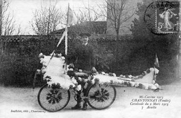Iconographie - Mi-carême 1913 Chantonnay  - Cavalcade du 2 mars 1913 - Aviette