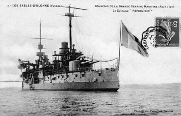 Iconographie - Souvenir de la grande semaine maritime (août 1909) - Le cuirassé "Répuplique"