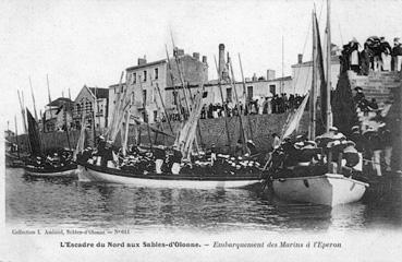 Iconographie - L'escadre du Nord - Embarquement des marins à l'éperon