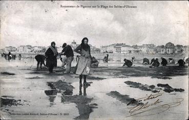 Iconographie - Ramasseurs de pignons sur la plage des sables...