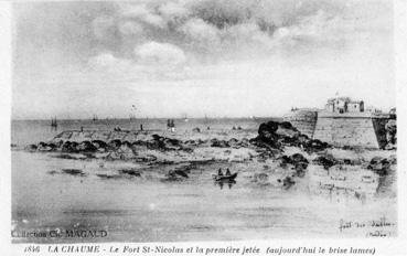 Iconographie - Le fort St-Nicolas et la première jetée (aujourd'hui brise-lames) en 1846