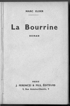 Iconographie - Page de garde de "La bourrine" de Marc Elder