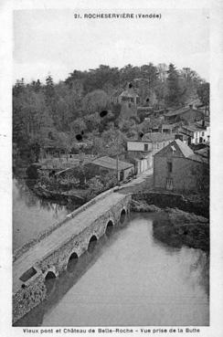 Iconographie - Vieux pont et château de Belle-Roche - Vue prise de la butte