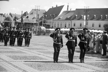 Iconographie - La revue militaire, sur la Grand Place - Les élèves militaires