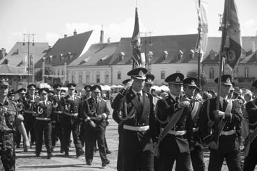 Iconographie - La revue militaire, sur la Grand Place - Les élèves militaires