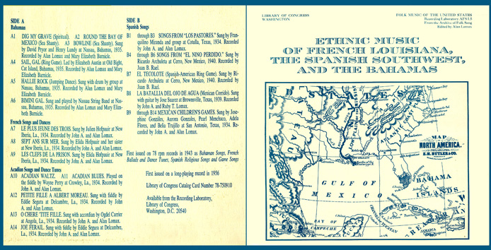 Ethnic music of french Louisiana, the Spanish southwest, and the Bahamas