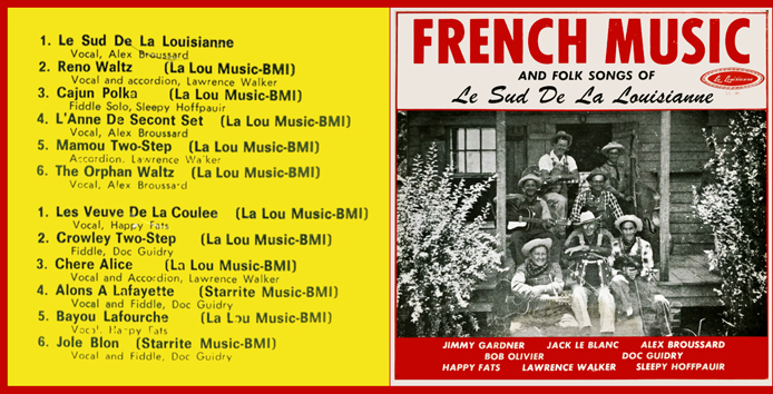 French music and folk songs of le sud de la Louisianne