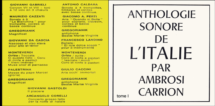 Anthologie sonore de l'Italie, I