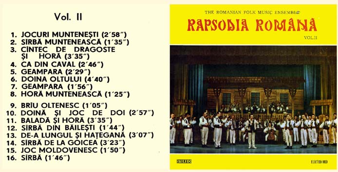 The Romanian Folk Music Ensemble, Rapsodia Româna, vol. II