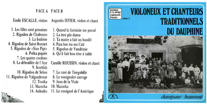 Violoneux et chanteurs traditionnels du Dauphiné