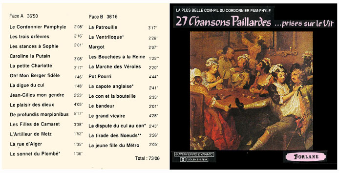 27 chansons paillardes prises sur le vit